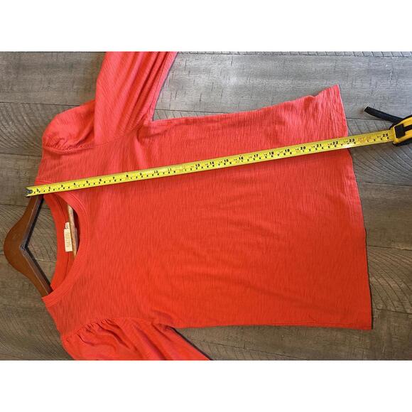 Nation LTD. Loren Peasant Tee Shirt Puff Sleeve 100% Cotton Red/Orange Womens XS - Picture 10 of 13